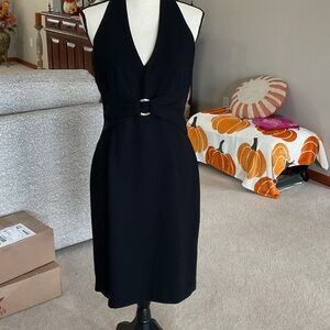 Donna Morgan Black Backless Halter Dress AND a Calvin Klein Coat